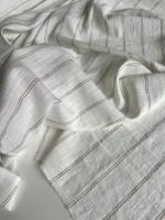 Ткань лен/хлопок "ажурный беж полоса" шир. 158 см. арт. 3550 | Ellie Fabrics