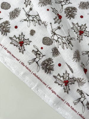 1028. Ткань лён умягченный "Остролист" костюмный, ширина 143см | Ellie Fabrics