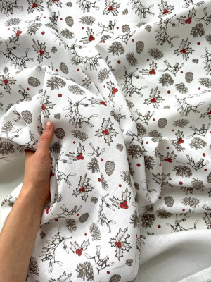 1028. Ткань лён умягченный "Остролист" костюмный, ширина 143см | Ellie Fabrics