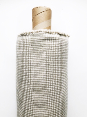 2063. Ткань лён умягченный "гусиная лапка (полосы) бежевая" костюмный | Ellie Fabrics