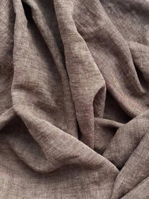 364. Ткань лён  с эффектом мятости "меланж коричневый". | Ellie Fabrics