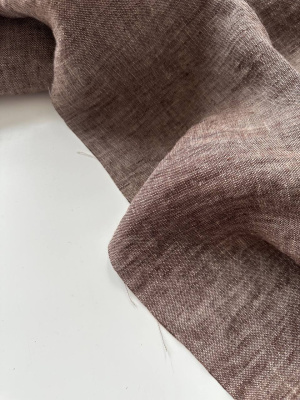 364. Ткань лён  с эффектом мятости "меланж коричневый". | Ellie Fabrics