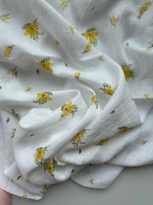 Ткань лён сорочечный с эффектом мятости "мимозы” арт. 7748