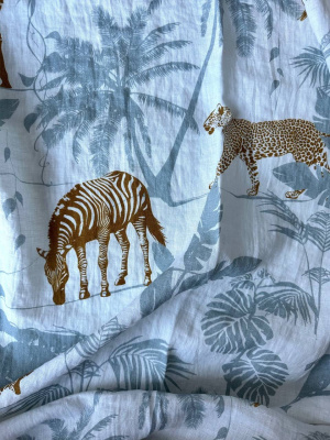 Ткань лён с эффектом мятости "Африка" принт Ellie Fabrics, ширина 143см | Ellie Fabrics