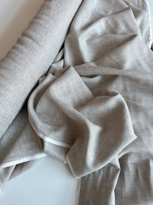 Ткань лён ёлочка умягченный "бежевый" костюмный арт. 1030ЕЛ | Ellie Fabrics