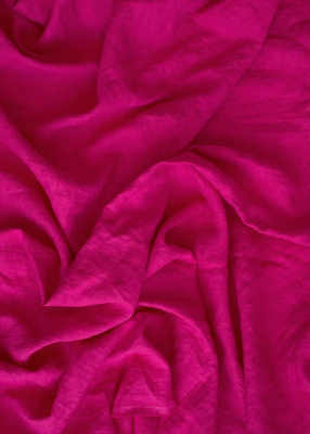Льняная ткань умягченная костюмная с эффектом мятости "фуксия" 175 гр, арт. 80КР | Ellie Fabrics