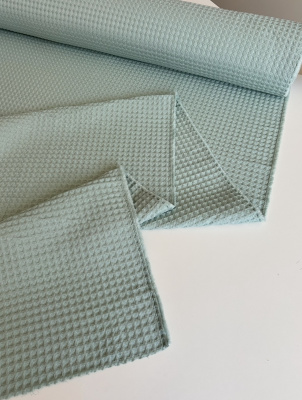 Ткань вафля хлопок "мята" арт.418 клетка 12*12 | Ellie Fabrics