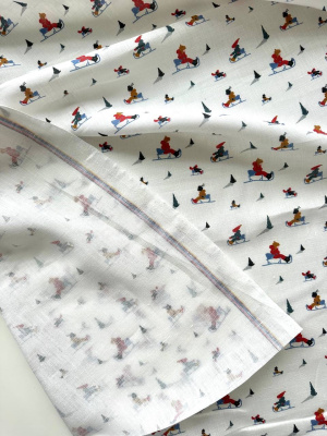 1029. Ткань лён умягченный "Саночки" костюмный , ширина 143см | Ellie Fabrics