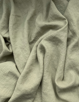 Ткань для шитья лён с эфектом мятости "зелёный чай” арт. 1416КР | Ellie Fabrics