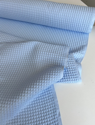 Ткань вафля хлопок "голубой" арт.409 клетка 12*12 | Ellie Fabrics
