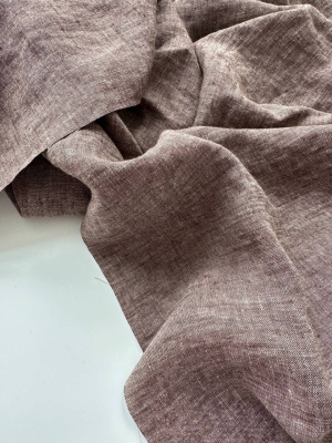 364. Ткань лён  с эффектом мятости "меланж коричневый". | Ellie Fabrics