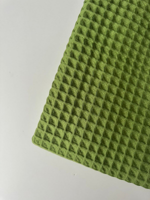 Ткань вафля хлопок "зелёный 323" арт. 323 клетка 12*12, ширина 150 см | Ellie Fabrics